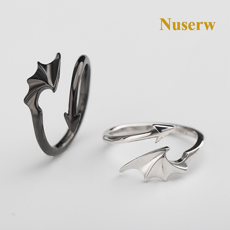 Nuserw Ins Mới Nhẫn Cặp Đôi Thiên Thần Và Ác Quỷ Màu Trắng Đen Đơn Giản Làm Quà Tặng Cho Học Sinh / Đính Hôn