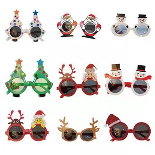 Kính đeo phong cách Giáng sinh Ông Già Noel Tuần Lộc Người Tuyết Cây Thông Sừng Hươu Vuông Tròn Đen Trắng Xanh Đỏ Vàng