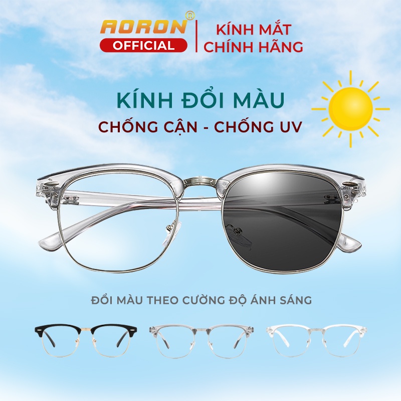 Gọng Kính Cận AORON Tròng Unisex Chống Ánh Sáng Xanh, Đổi Màu Chống UV Linh Hoạt Đi Ngày Đêm, Kiếng Mát Cao Cấp- AK097