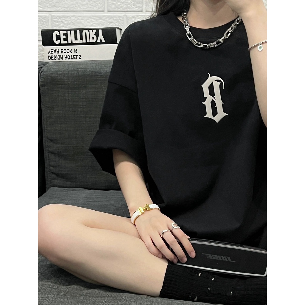 FOCUS Áo thun nữ form rộng thời trang nữ vintage Đen bigsize unisex 100% cotton