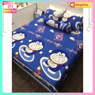 Xả hàng tết Bộ ga gối giường 1m2,1m6,m8 mẫu doremon HCM02
