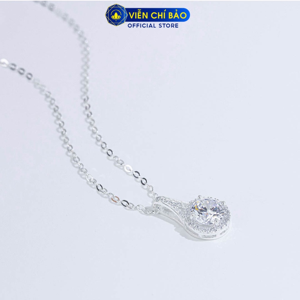 Dây chuyền bạc nữ đá tròn trắng new chất liệu bạc 925 thời trang phụ kiện trang sức Viễn Chí Bảo D400766