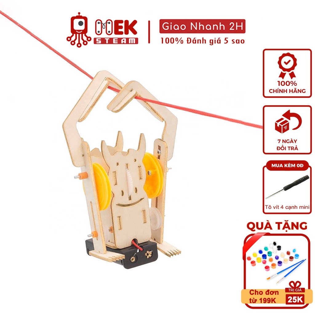 Đồ chơi trẻ em MEKVN bộ lắp ráp mô hình robot đu dây tự động J-17 bằng gỗ phát triển trí tuệ sáng tạo thông minh