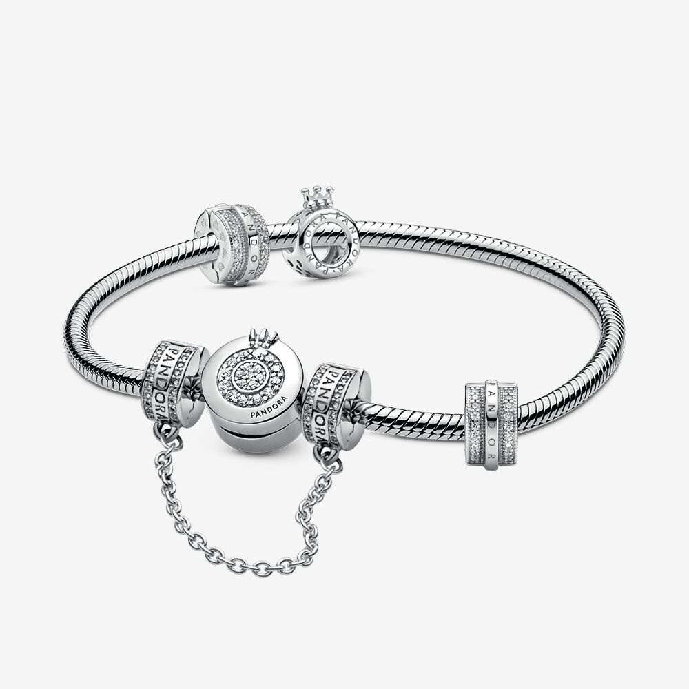 Vòng Tay Mạ Bạc 925 Hình Vương Miện Đính Đá Lấp Lánh