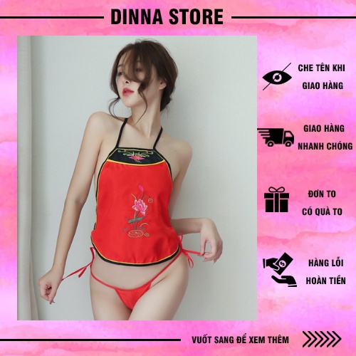 Yếm cổ trang Trung Hoa kèm quần lọt khe xẻ đáy xuyên thấu sexy gợi cảm mã 857