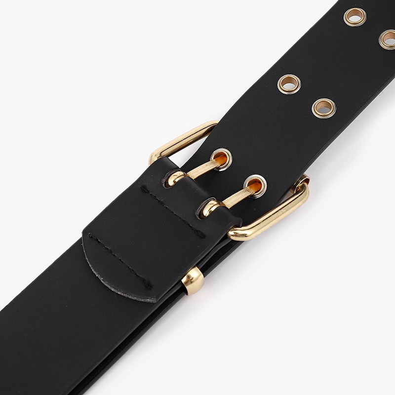 Thắt Lưng Hai Hàng Khóa Kim Loại Màu Vàng Kim Trang Trí Quần Jean Thời Trang Hàng Mới Dành Cho Bạn Nữ Hàng Có Sẵn