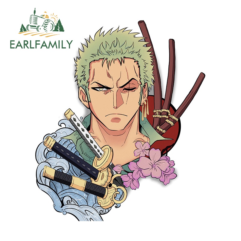 Đề Can Vinyl Dán Trang Trí Xe Hơi / Xe Máy Hình Roronoa Zoro Anime One Piece 13cm X 11cm