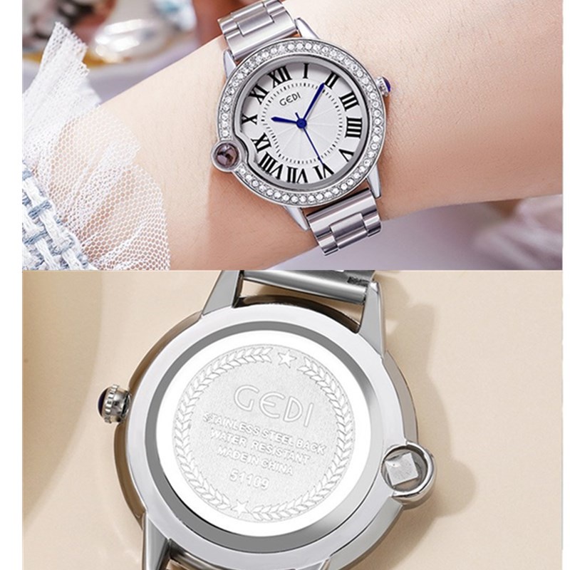 Đồng hồ đeo tay Gedi 51109 bằng thép thời trang cho nữ