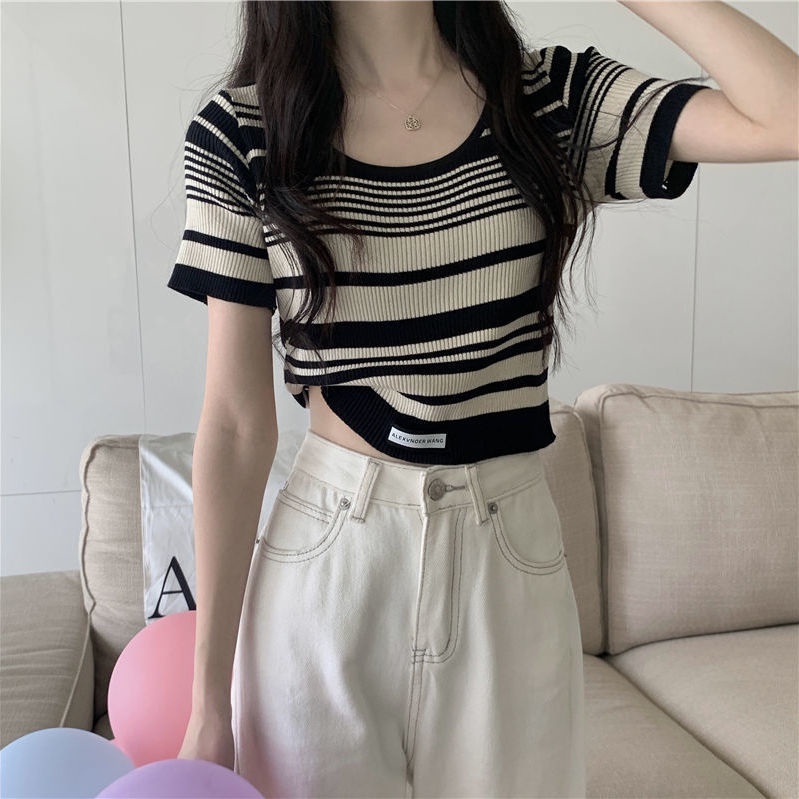 Áo Thun Tay Ngắn Hở Vai Màu Sắc Thời Trang Dành Cho Nữ