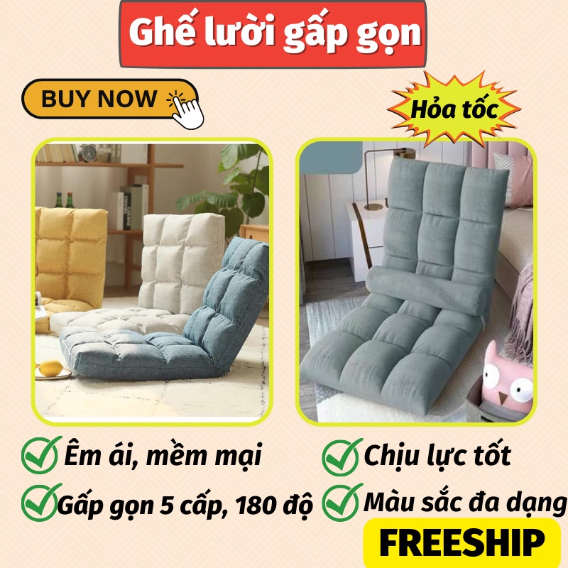 Ghế Bệt Tựa Lưng Ghế Lười  Gấp Gọn Bông Mềm Mịn Đôn Cao Thư Giãn Chống Mỏi Lưng Vai Gáy PAPAA.HOME