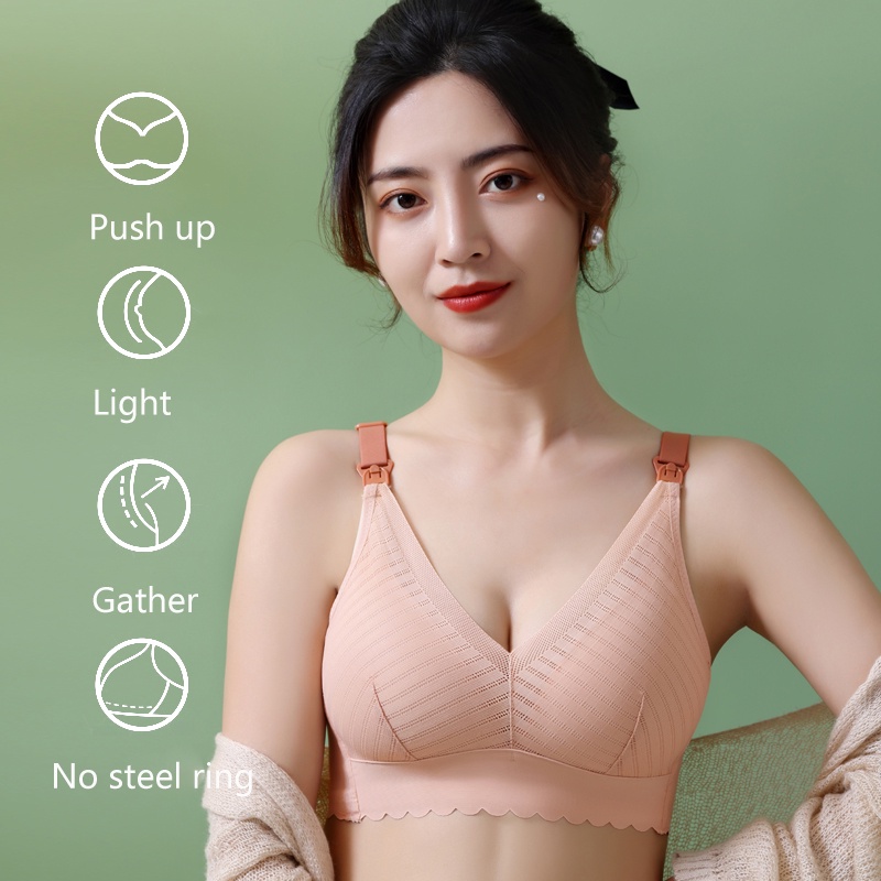 Áo Lót Nâng Ngực Không Gọng Phối Ren Thời Trang Cho Mẹ Bầu