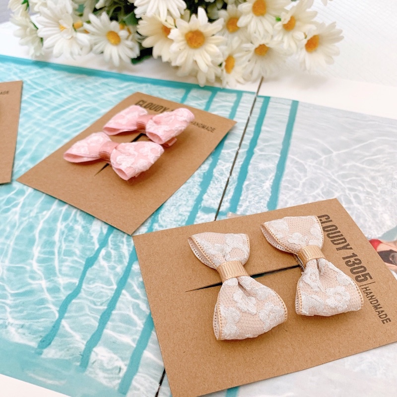 Set kẹp tóc mini 5cm thêu hoa dễ thương