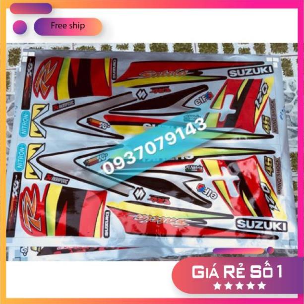 FREE SHIP + QUÀ TẶNG Tem rời Satria 2006 đỏ đen chất liệu Candy