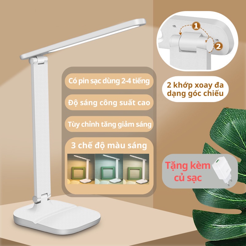 Đèn học đọc sách, để bàn làm việc có pin tích điện chống cận 2023