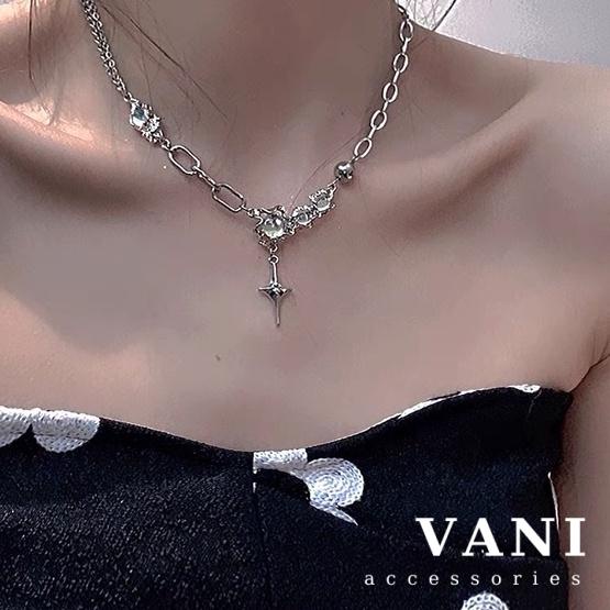 Vòng Cổ Đá Moonstone Họa Tiết Metal Tia Sáng - Vani Store - TS000686