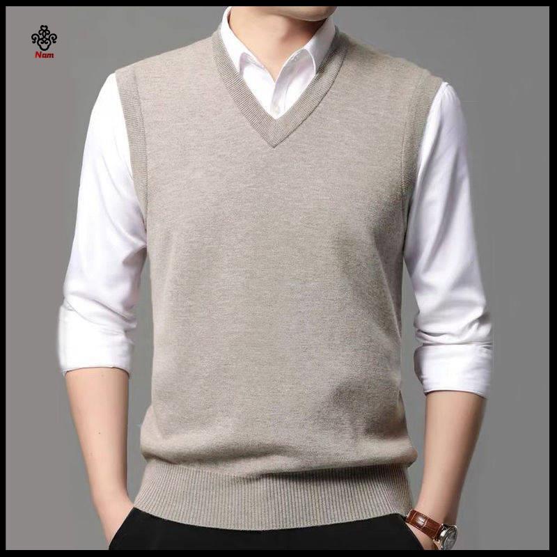 áo len gile nam len gile nam Áo Sweater Sát Nách Cổ Chữ V Thời Trang Xuân Thu Cho nam Trung Niên