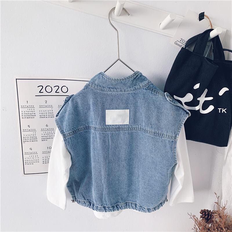 MNGRL Áo Gile Khoác Jean Hàn Quốc Thời Trang Mùa Thu Cho Bé Trai Bé Gái