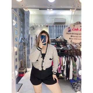 Áo khoác len tiêu xám bigsize linh móm