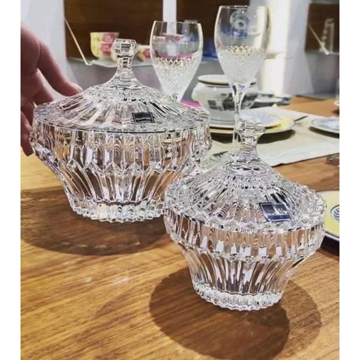 Thố mứt có nắp Rogaska  CROWN JEWEL 12cm