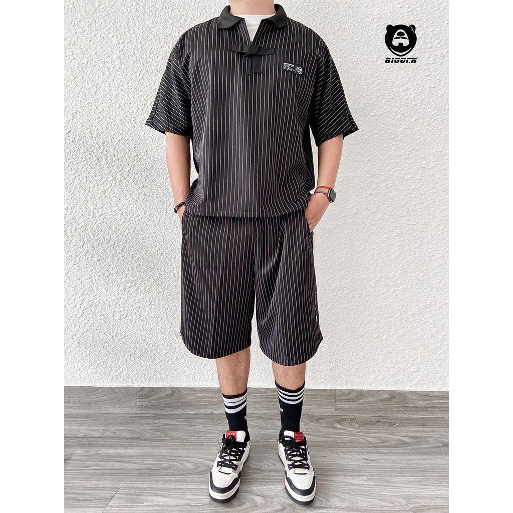 Set thun polo nam bigsize sọc design by BIGGI.B , chất vải nhẹ cứng phom thời trang phù hợp đi chơi dạo phố BIGGIB