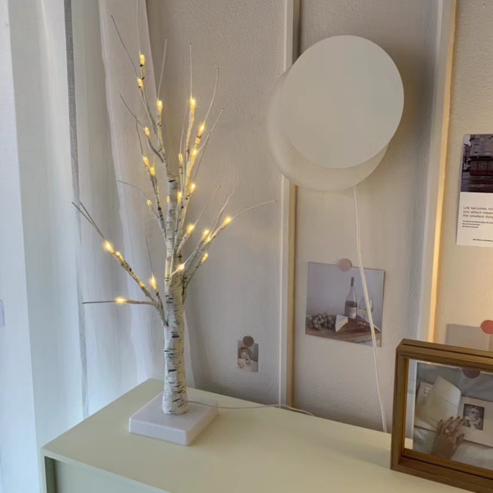 Bắc Âu Tối Giản Trắng Cây Bạch Dương Với 24 Đèn Led Trang Trí Đèn Cho Giáng Sinh Lễ Tạ Ơn Cưới Nhà & Trang Trí Phòng Bri