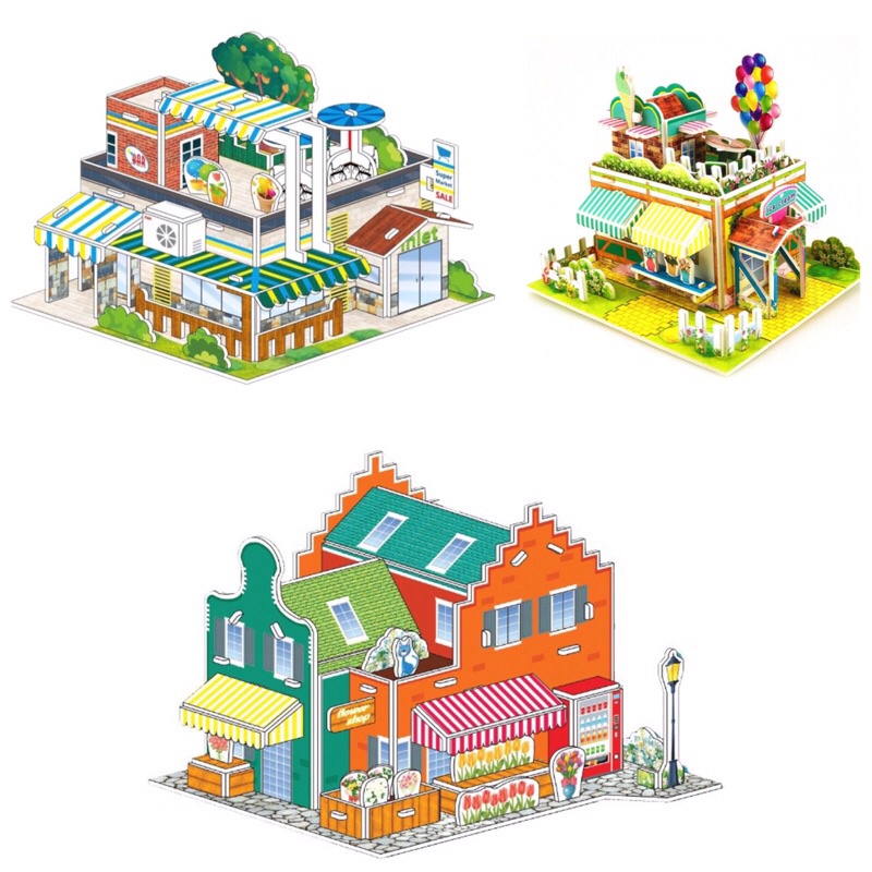 Đồ Chơi Giáo Dục Mô Hình Lắp Ráp 3D Bằng Giấy Bìa Xốp Cho Bé - Nông Trại, Shop House.
