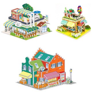 Đồ chơi giáo dục mô hình lắp ráp 3d bằng giấy bìa xốp cho bé - nông trại, shop house.