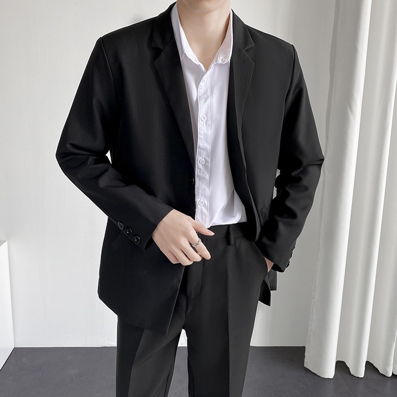 Áo khoác Blazer Nam Form rộng dài tay unisex basic phong cách Hàn Quốc cao cấp. Áo khoác cổ vest dáng dài lịch sự
