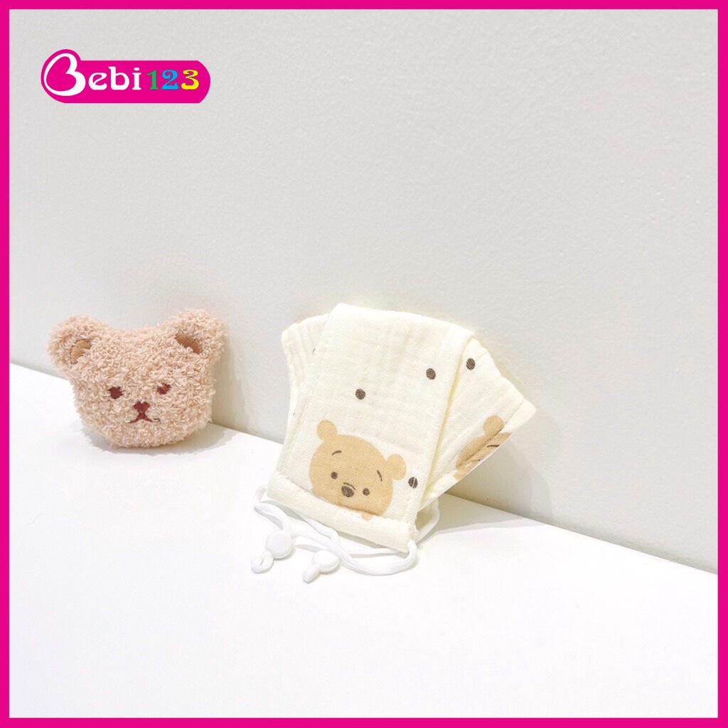 Khẩu trang xuất Hàn 4 lớp túi zip có nút điều chỉnh dây tiện lợi cho bé