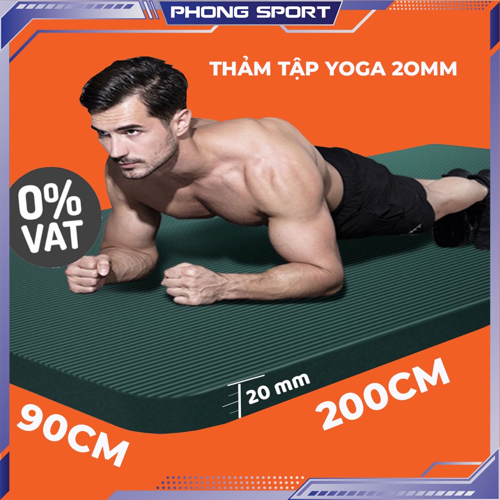 Thảm tập gym yoga siêu dày 20mm tập thể dục tại nhà, đệm văn phòng, thảm dã ngoại du lịch chất liệu cao su NBR