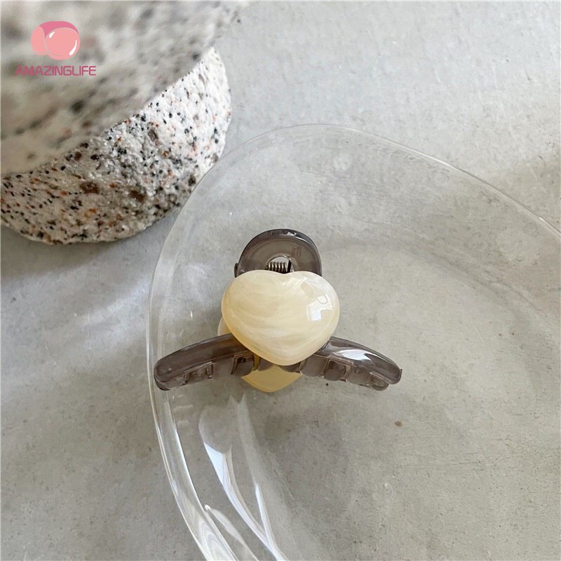 Kẹp Tóc Trái Tim Bằng Acrylic Phong Cách Hàn Quốc Ngọt Ngào