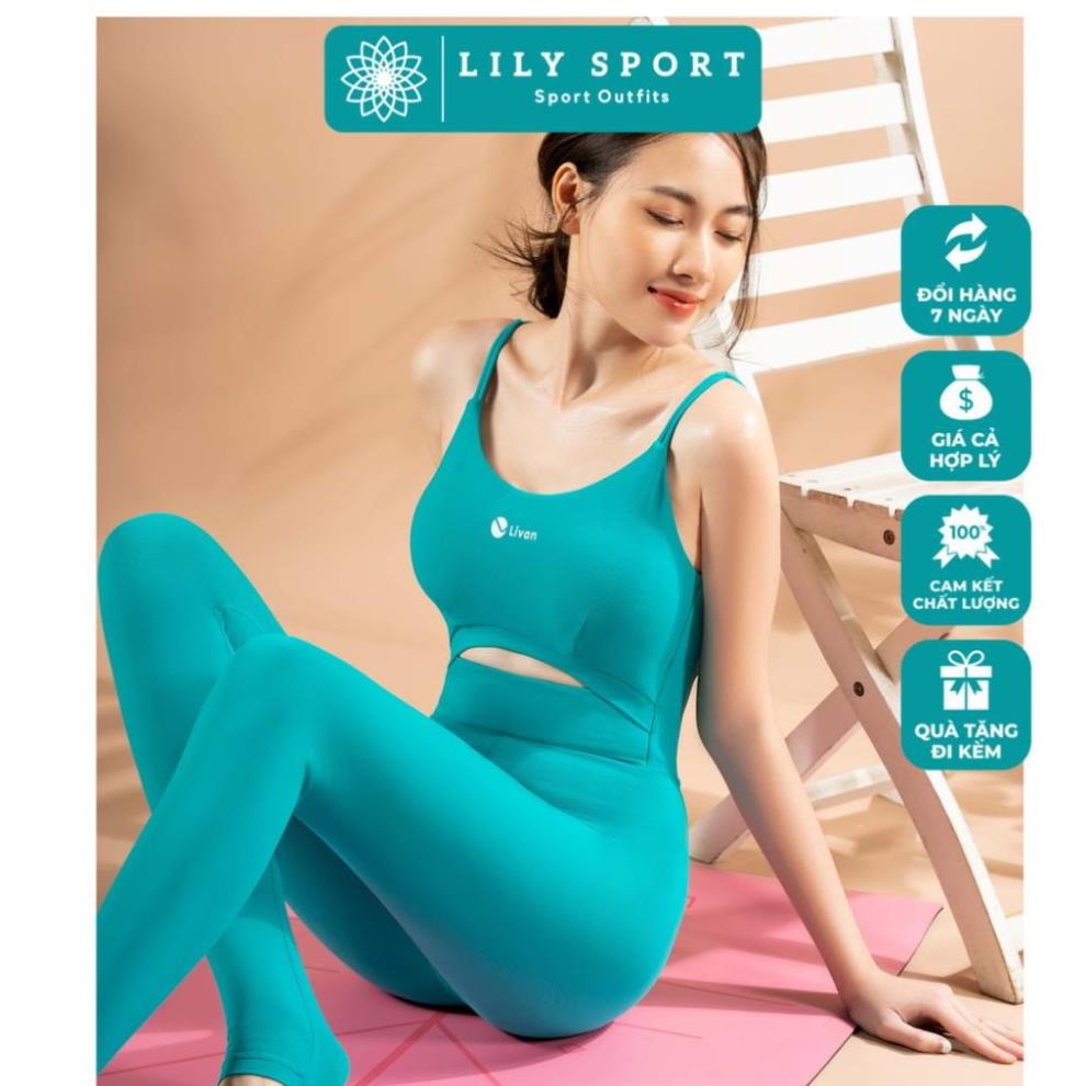 ib Đồ tập Yoga nữ liền thân, Bộ đồ tập yoga Jumpsuit Winnie màu xanh ngọc Livan sport LV21212205 '