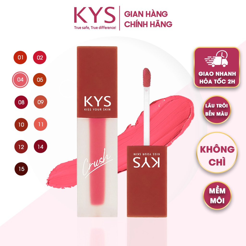 Son Kem Lì Lâu Trôi Mịn Môi Hồng Đào Chocolate Crush KYS Không chì 3.5g