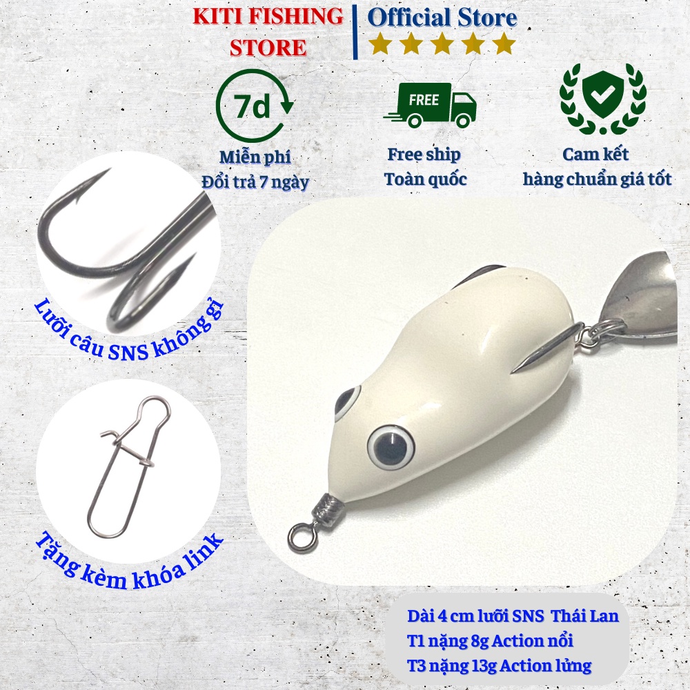 Nhái hơi Ngọc trinh T1 nặng 8 g & T3 nặng 13g mồi câu cá lóc siêu nhạy cao su thái mềm đàn hồi tốt