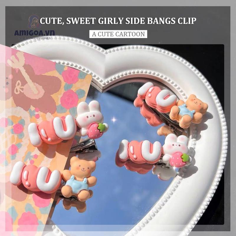 ✨✨ Kẹp Tóc Hình Thỏ Dâu Hoạt Hình Ngọt Ngào Dễ Thương Thời Trang Mùa Thu Cho Bé Gái