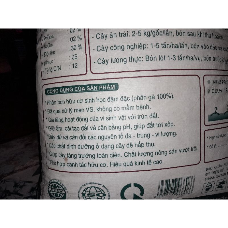 Phân gà - phân hữu cơ dạng viên 1kg - dùng bón cây rau, củ quả