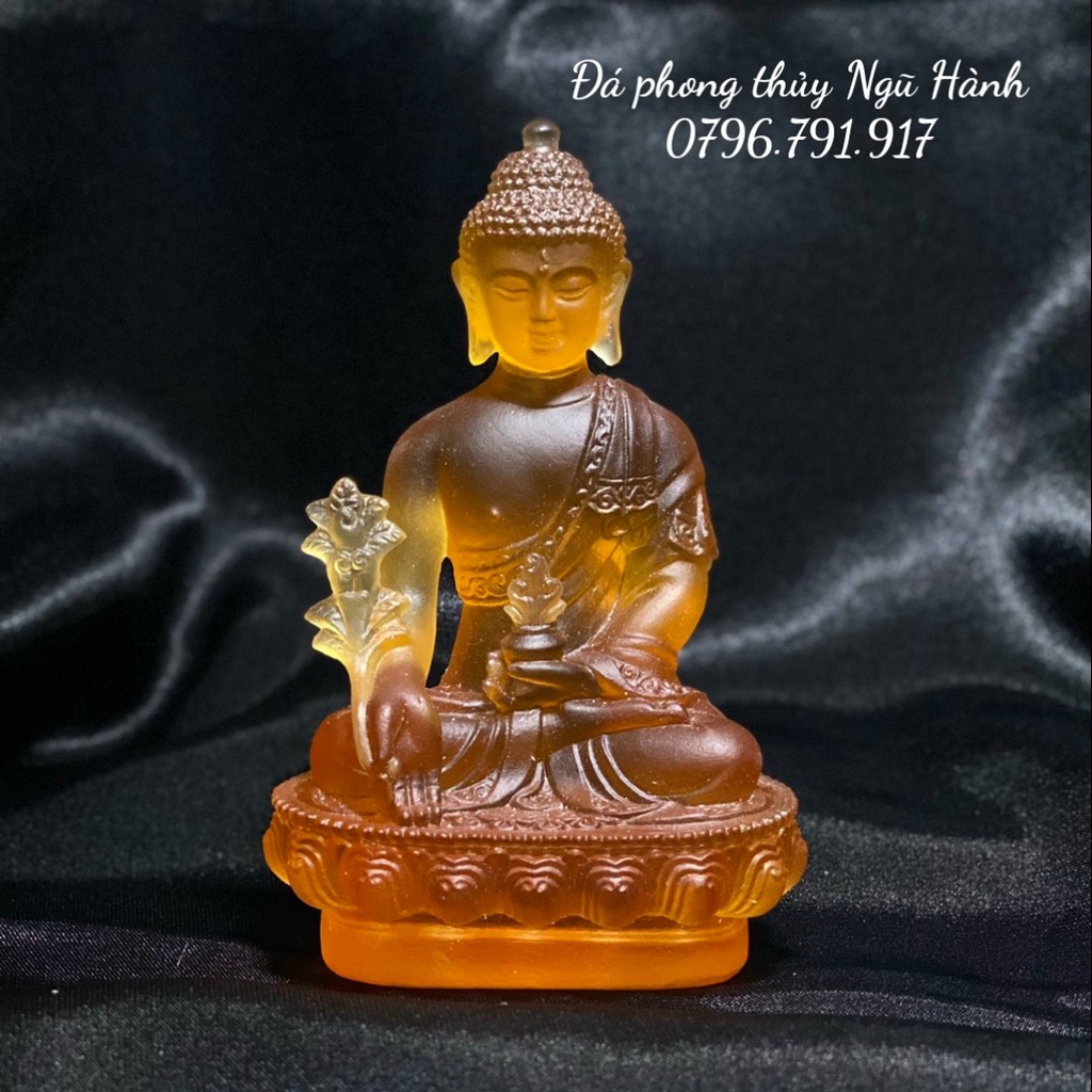 Tượng phật dược sư đá lưu ly cao cấp trang trí nội thất , tap lô ô tô - Cao 12cm