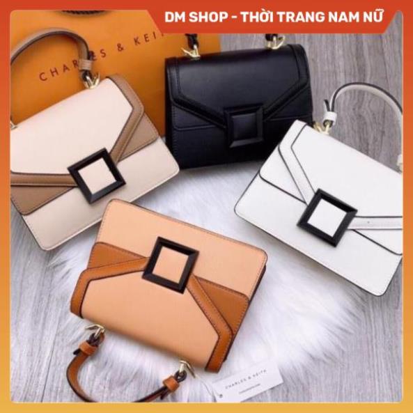 Túi xách đeo chéo , Túi sách đeo vai cầm tay Nắp CK vuông 2 ngăn màu đen trắng nâu ghi đi chơi du dự tiệc DM Shop