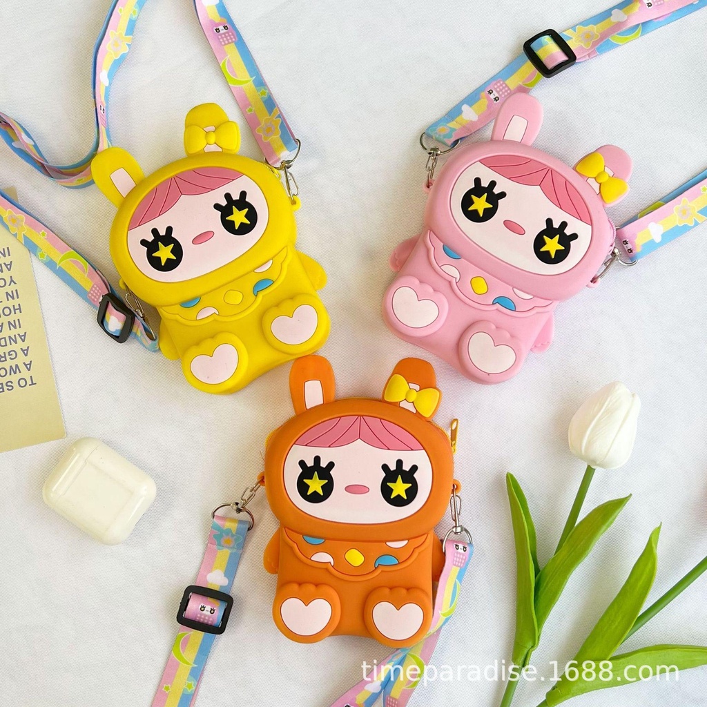 PVN55388 Túi Đeo Chéo Bằng Silicon Họa Tiết Hoạt Hình Phong Cách Phương Tây Cho Bé Gái