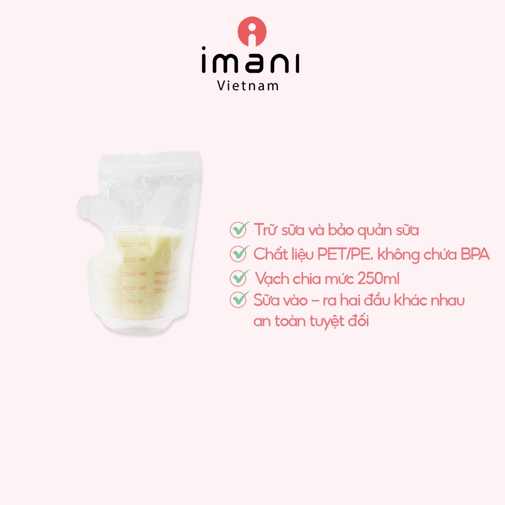 Túi trữ sữa Momtech, túi đựng sữa có vòi rót, 230ml, Không BPA, an toàn cho bé