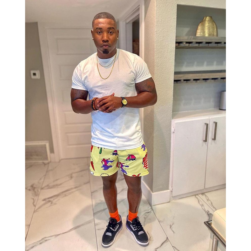 Eric Emanuel Quần Short Thể Thao Dài Đến Đầu Gối Dáng Rộng Phối Lưới Thoáng Khí Phong Cách Mỹ Hợp Thời Trang Mùa Hè Hàng Mới Dành Cho Nam