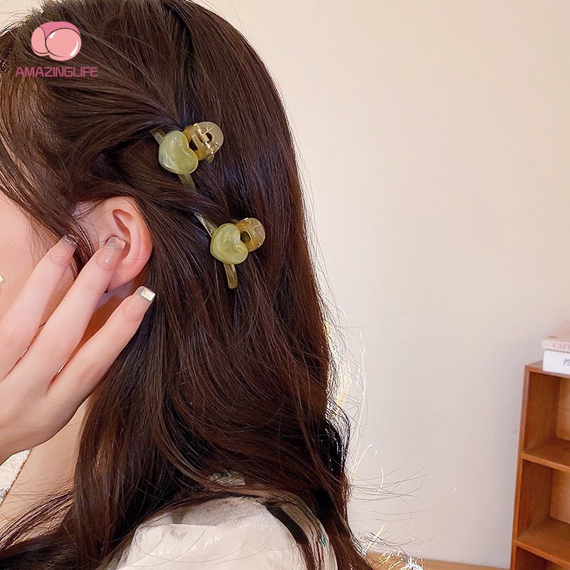 Kẹp Tóc Trái Tim Bằng Acrylic Phong Cách Hàn Quốc Ngọt Ngào