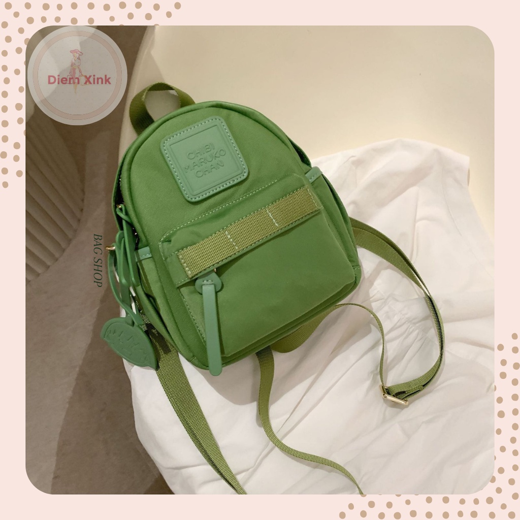 Balo Mini Nữ Vải Maruco Chan Nylon Chống Thấm Nhẹ Nhiều Ngăn Phong Cách Nhật Bản Đi Học Đi Chơi Size 19 cm T 43