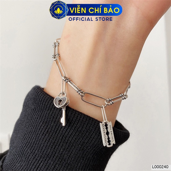 Lắc tay mix charm khóa chất liệu bạc Thái 925 thời trang phụ kiện trang sức Viễn Chí Bảo L000240