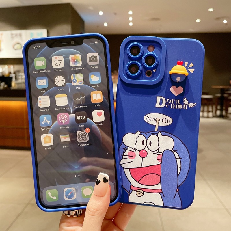 Compatible For Xiaomi Redmi Note 12 Pro+ 11 Pro 12S 11S 10S 10 5G 9S 10 9 8 Pro Redmi 12C 10C A2 A1 9A 9C 9T 10 9 Blue 3D doll Doraemon creative mobile Case