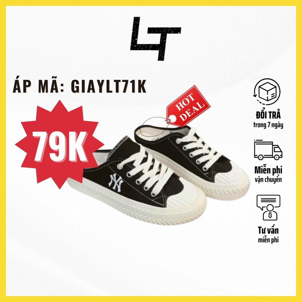 Giày Đạp Gót MLB Sục Thể Thao Thêu Chữ NY Đế Độn 4cm