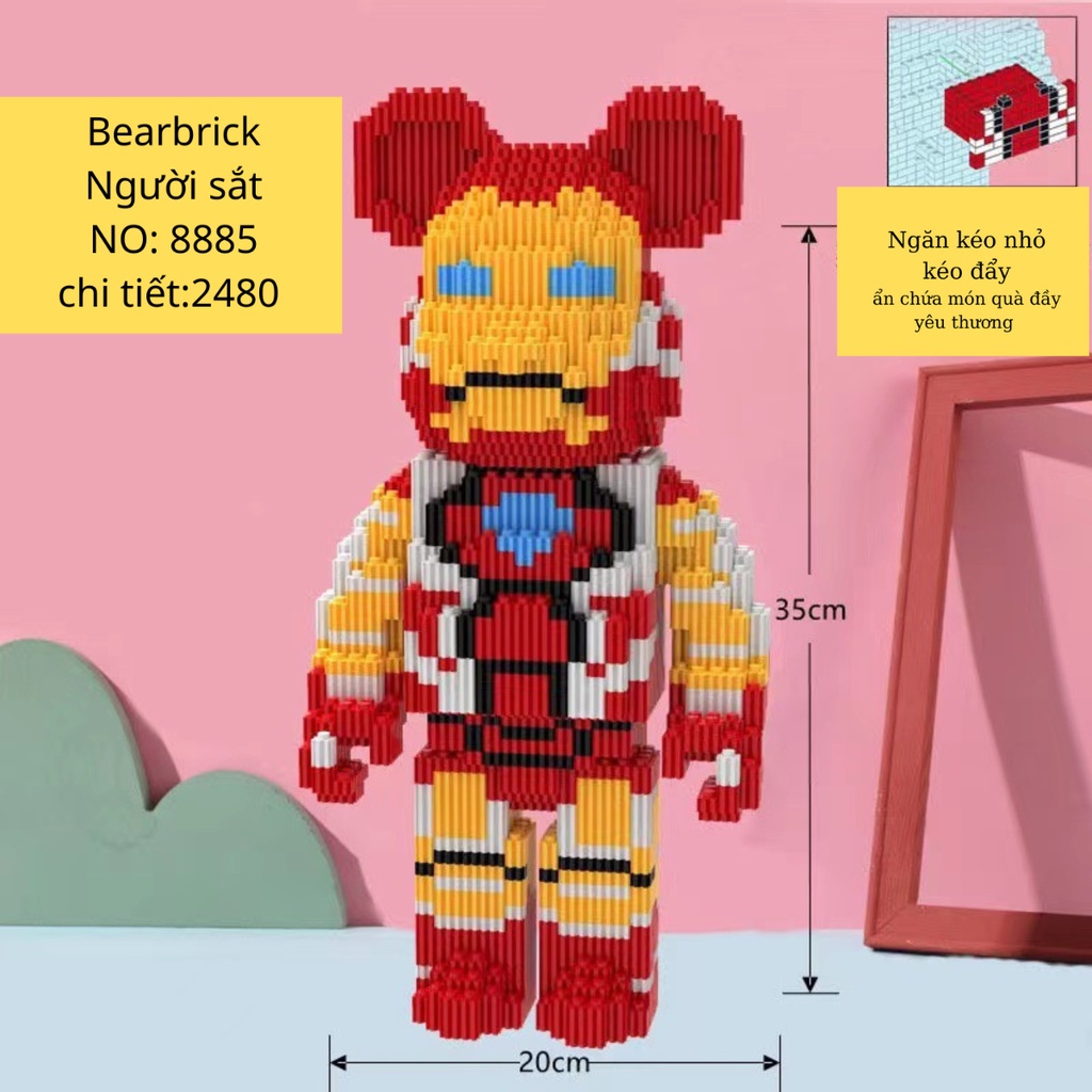 Đồ chơi lego Gấu Bearbrick lắp ráp mô hình bearbrick cỡ lớn 35cm-47cm Hàng Đẹp