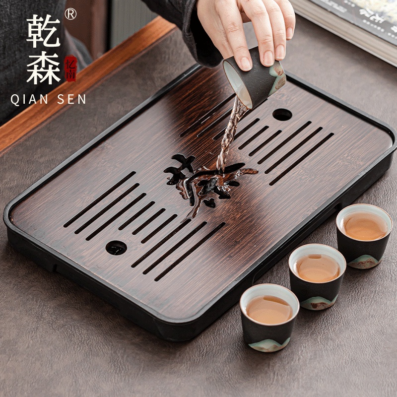 Khay Úp Chén Đĩa Ráo Nước Chuyên Dùng Khay Trà Hình Chữ Nhật Bằng Tre Phong Cách Nhật Bản Cao Cấp Hiện Đại