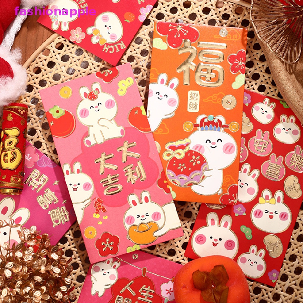 Set 6 Bao Lì Xì Mừng Năm Mới 2023 Hình Thỏ Phong Cách Trung Hoa