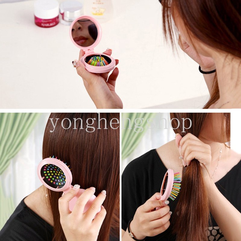 Lược Chải Tóc Mini Màu Cầu Vồng Có Thể Gấp Gọn Tiện Dụng
